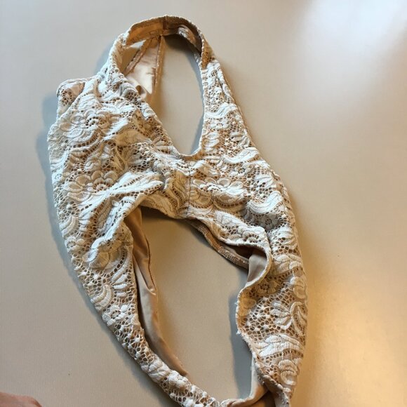 Forever 21 Swimsuit Medium Cream Lace Crochet Cheeky Coquette Boho - Picture 4 of 11